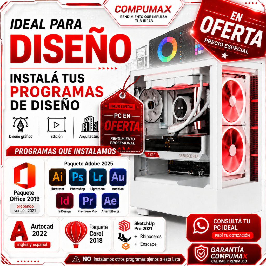 Pc Diseño Ryzen 5600XT RTX 5050 8GB M2 1TB