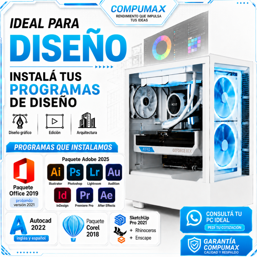 Pc Diseño Intel I5 12400f RTX 5050 8GB M2 1tb 32GB